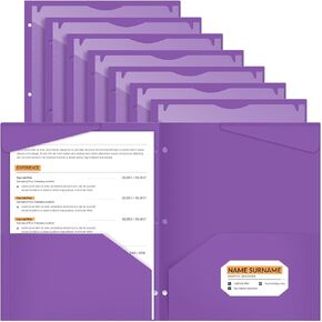 Henoyso 24 Pack Plastic File Folders with Clear Front Pocket and 3 Holes for 3 Ring Binder, Letter Size, Black