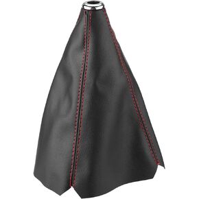 Shift Boot Cover, Shifter Boot Universal, PU Leather Shift Boot Retainer Stick Shift Sleeve Gear Shifter Boot Gear Gaiter Cover Black Bright Red Stitch for Manual Transmission Car