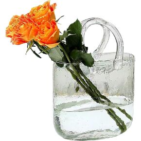 Unique Purse Design Glass Vase - Clear Bottle for Fish Tank, Storage & Modern Decoration - Transparent & Stylish Ornament