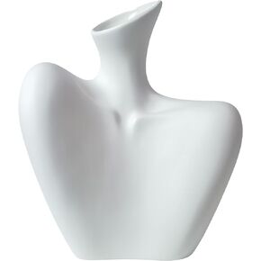 Venus Elegance - Artistic White Ceramic Vase, Renaissance Female Form, 8.3" H x 7.3" L x 3.9" W - Elegant Floral Display for Modern Decor
