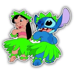 Lilo & Stitch Dance Cartoon - Sticker Graphic - Auto, Wall, Laptop, Cell, Truck Sticker for Windows, Cars, Trucks