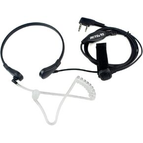 Retevis Throat Mic Walkie Talkie Earpiece with Mic 2 Pin, Compatible with Retevis H-777 RT22 RT21 RT68 Baofeng UV-5R BF-88ST pxton Walkie Talkies, Covert Tube Two Way Radio Headset, Finger PTT(1 Pack)