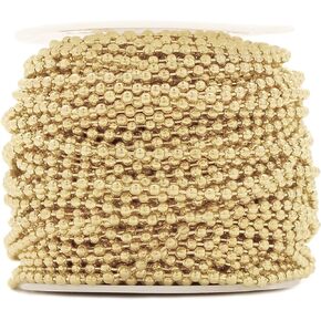 CleverDelights 2.4mm Ball Chain - Champagne Gold Color - 30 Feet - Bulk Chain