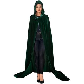 Wizard Robe Velvet Hooded Witch Cloak Unisex Medieval Renaissance Hood Cape Halloween Coat Adult