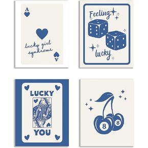 KEUSPI Trendy Retro Feeling Lucky You Girl Syndrome Queen Dice 8 Ball Cherry Black Ace Wall Art Poster Prints for Aesthetic Room Dorm Decor,Trendy Decorations Prints Unframed 8x10 Inches Set of 6 in Kuwait