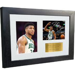 12x8 A4 Giannis Antetokounmpo Milwaukee Bucks Autographed Signed Photo Photograph Picture Frame Basketball Poster Gift G