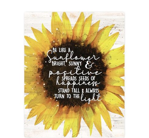 Be Like A Sunflower - Inspirational Wall Art, Great Floral Typographic Picture Print, Motivational Wall Art for Office Desk Décor, Living Room Décor, Positive Quotes Wall Art, Unframed – 8x10 in Saudi Arabia