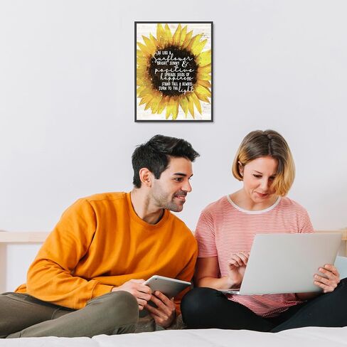Be Like A Sunflower - Inspirational Wall Art, Great Floral Typographic Picture Print, Motivational Wall Art for Office Desk Décor, Living Room Décor, Positive Quotes Wall Art, Unframed – 8x10 in Saudi Arabia