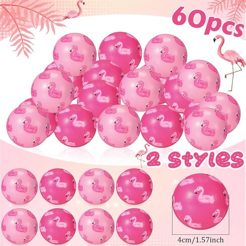 Liliful Flamingo Stress Ball Summer Hawaii Stress Toys Flamingo Ball Pink Balls Sensory Stress Relief Toys Hawaii Party Favors Bag Filler Stocking Stuffers Gift Boys Girls(60 Pcs, Flamingo) in Saudi Arabia