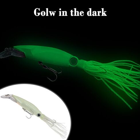 7 قطع من الطعم الصلب لصيد الحبار، مجموعة طعوم صيد مضيئة كبيرة الحجم، عيون ثلاثية الأبعاد ثلاثية الأبعاد طعوم صناعية، طُعم صيد بلاستيكي متعدد الألوان ناعم للمياه المالحة والمياه العذبة in Kuwait