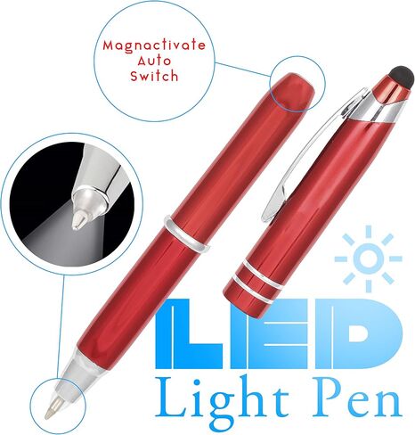 Travigo 6-Set 3-in-1 Capacitive Stylus LED Light Ballpoint Metal Pen Set | Writes in the Dark | Black White Red Green Blue in Saudi Arabia