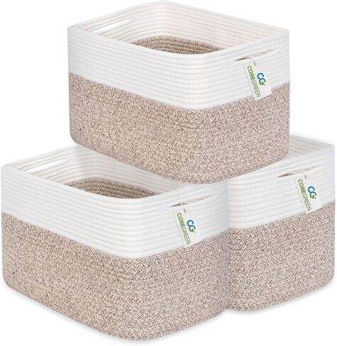 Set of 3 Woven Baskets for Storage | Cotton Rope Basket for Decor | Shoe Organizing Baskets & Storage | Decorative Storage Baskets & Bins (3-Toned Gray) in Saudi Arabia