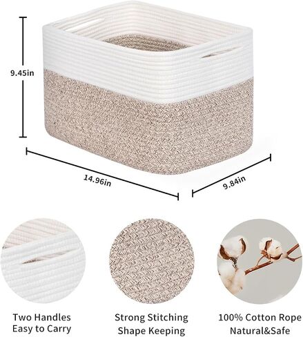 Set of 3 Woven Baskets for Storage | Cotton Rope Basket for Decor | Shoe Organizing Baskets & Storage | Decorative Storage Baskets & Bins (3-Toned Gray) in Saudi Arabia