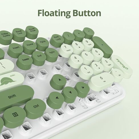 لوحة مفاتيح الآلة الكاتبة السلكية بالحجم الكامل، لوحة مفاتيح ماتشا باللون الأخضر، لوحة مفاتيح كمبيوتر قديمة مع أغطية مفاتيح مستديرة لأجهزة الكمبيوتر المحمول التي تعمل بنظام Windows (ماتشا) in Kuwait