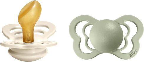 BIBS Pacifiers - Couture Collection | BPA-Free Baby Pacifier | Made in Denmark | Set of 2 Ivory/Sage Color Premium Soothers | Size 6-18 Months in Saudi Arabia
