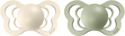 BIBS Pacifiers - Couture Collection | BPA-Free Baby Pacifier | Made in Denmark | Set of 2 Ivory/Sage Color Premium Soothers | Size 6-18 Months in Saudi Arabia