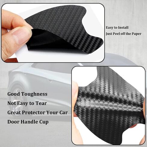 واقي مقبض باب السيارة، واقي كأس باب السيارة من ألياف الكربون المضادة للخدوش، طبقة واقية لمقبض الباب التلقائي (أسود، 4 قطع) in Kuwait