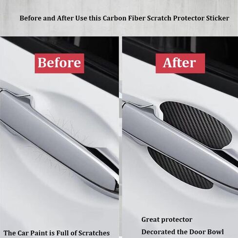 واقي مقبض باب السيارة، واقي كأس باب السيارة من ألياف الكربون المضادة للخدوش، طبقة واقية لمقبض الباب التلقائي (أسود، 4 قطع) in Kuwait