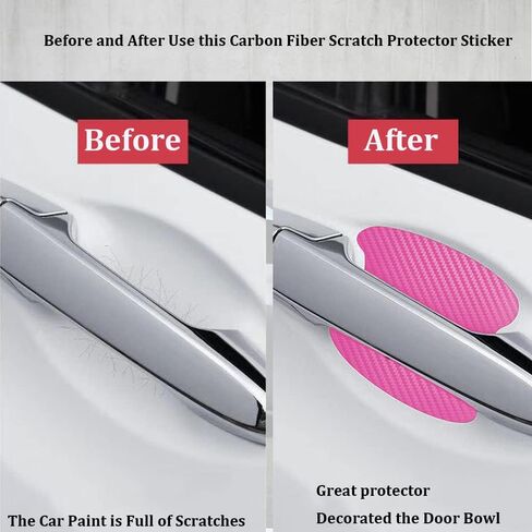 Carbon Fiber Car Door Handle Protector Films (4PC, Black, Universal Fit) in Saudi Arabia