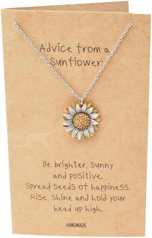 قلادة عباد الشمس للنساء من تشيوان، هدية للأم مع بطاقة تهنئة ملهمة (لونين) in Kuwait