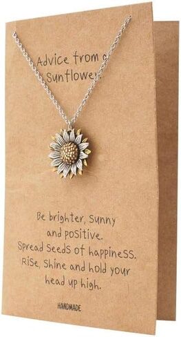 قلادة عباد الشمس للنساء من تشيوان، هدية للأم مع بطاقة تهنئة ملهمة (لونين) in Kuwait