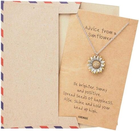 قلادة عباد الشمس للنساء من تشيوان، هدية للأم مع بطاقة تهنئة ملهمة (لونين) in Kuwait