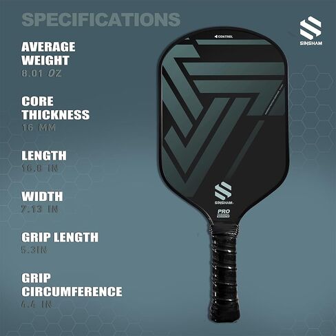 Carbon Fiber Pickleball Paddle, Premium Pickleball Racket 16mm Frosted Pickleball Racket, Polypropylene Honeycomb Core Paddle with Cushioned Comfort Grip and Cover - Tournament Edition in Saudi Arabia