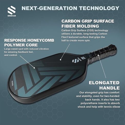 Carbon Fiber Pickleball Paddle, Premium Pickleball Racket 16mm Frosted Pickleball Racket, Polypropylene Honeycomb Core Paddle with Cushioned Comfort Grip and Cover - Tournament Edition in Saudi Arabia