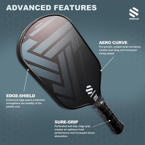 Carbon Fiber Pickleball Paddle, Premium Pickleball Racket 16mm Frosted Pickleball Racket, Polypropylene Honeycomb Core Paddle with Cushioned Comfort Grip and Cover - Tournament Edition in Saudi Arabia