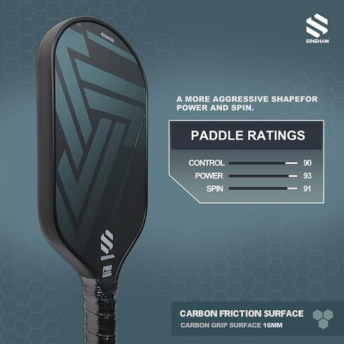 Carbon Fiber Pickleball Paddle, Premium Pickleball Racket 16mm Frosted Pickleball Racket, Polypropylene Honeycomb Core Paddle with Cushioned Comfort Grip and Cover - Tournament Edition in Saudi Arabia