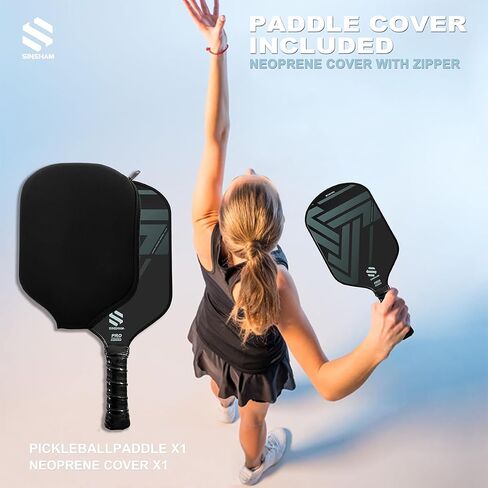 Carbon Fiber Pickleball Paddle, Premium Pickleball Racket 16mm Frosted Pickleball Racket, Polypropylene Honeycomb Core Paddle with Cushioned Comfort Grip and Cover - Tournament Edition in Saudi Arabia