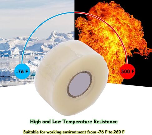 Self Sealing Fusing Silicone Tape,1 in Wide 15 Feet Heavy Duty & Leak Proof Rubber Waterproof Hose Tape Pipe for Water Emergency Pipeline Repair Cable Winding Insulating Clear in Kuwait
