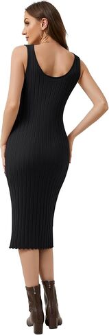 Lauweion Women Casual 2 Piece Dress Outfits Long Sleeve Crewneck Ribbed Knit Crop Sweater and Bodycon Midi Dress Set in Kuwait