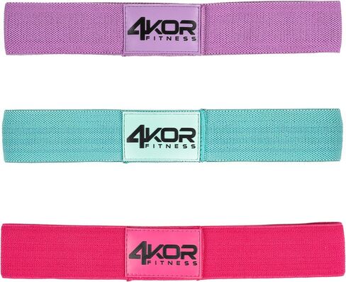 أحزمة مقاومة 4KOR - مجموعة من 3 | توحيد ورفع الألوية والذراعين والساقين - شريط تمرين لتدريب القوة، نسيج ناعم بعرض 2 بوصة - 3 مستويات من المقاومة المريحة in Kuwait