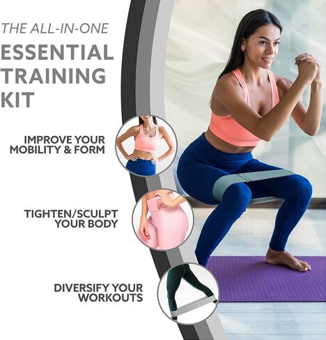 3DActive Fabric Resistance Bands for Legs and Butt. Wide Non-Slip Hip Band Set for Home and Gym Workouts. Exercise Guide and Carry Bag Included in Saudi Arabia