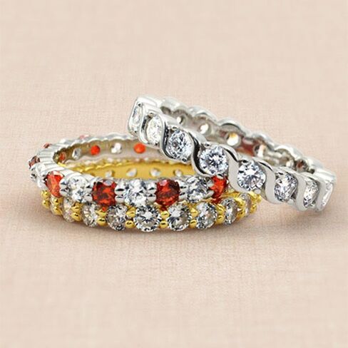 Bling Jewelry Cubic Zirconia CZ Band Stackable Wave Set Eternity Anniversary Wedding Band Ring For Women .925 Sterling Silver in Saudi Arabia