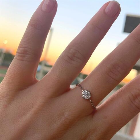 Kokoma CZ Diamond Link Chain Statement Ring for Women Girls Sterling Silver 925 Crystal Stackable Band Adjustable Promise Engagement Ring Dangling Coin Dainty Jewelry Gifts in Saudi Arabia