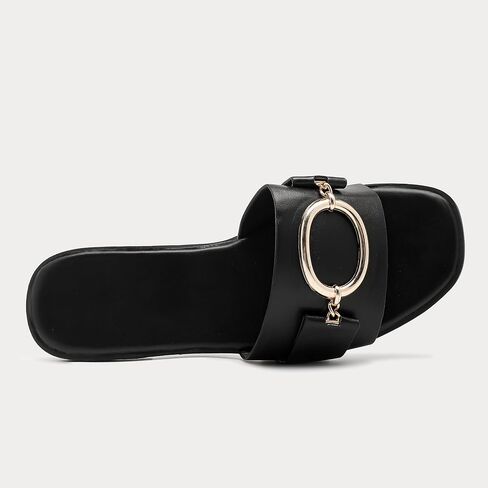 Women's Flat Slippers square open toe slide Shoes Summer dressy sandals for women. in Saudi Arabia