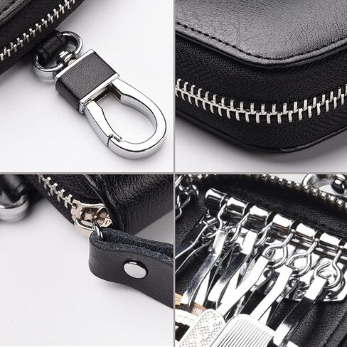 LanMa حافظة مفاتيح السيارة حامل جلدي لسلسلة مفاتيح السيارة حقيبة السيارة عن بعد مفتاح فوب لحقيبة المفاتيح بسحاب السيارة in Kuwait