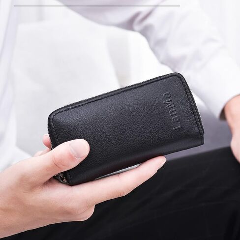 LanMa حافظة مفاتيح السيارة حامل جلدي لسلسلة مفاتيح السيارة حقيبة السيارة عن بعد مفتاح فوب لحقيبة المفاتيح بسحاب السيارة in Kuwait