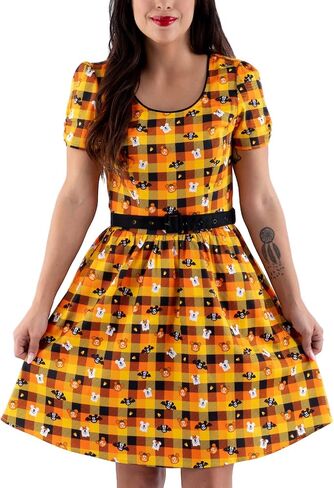 Loungefly Stitch Shoppe Disney Mickey and Minnie Spooky Gingham Laci Dress, Size 1XL in Saudi Arabia