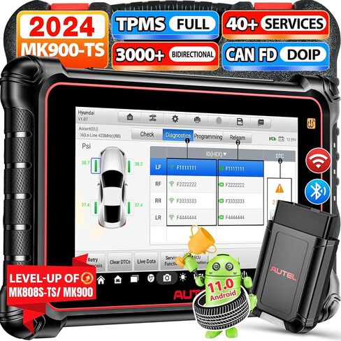 الماسح الضوئي Autel MaxiCOM MK900-TS: 2024 OS 11 MK900TS Up of MS906TS MX900TS MK808S-TS MK900 MK900BT، TPMS كامل مثل MS906 Pro-TS، 3000+ أداة مسح ثنائية الاتجاه، اختبار نشط، 40+ إعادة تعيين، طباعة WiFi، FCA SGW in Saudi Arabia
