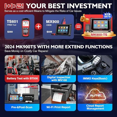 الماسح الضوئي Autel MaxiCOM MK900-TS: 2024 OS 11 MK900TS Up of MS906TS MX900TS MK808S-TS MK900 MK900BT، TPMS كامل مثل MS906 Pro-TS، 3000+ أداة مسح ثنائية الاتجاه، اختبار نشط، 40+ إعادة تعيين، طباعة WiFi، FCA SGW in Saudi Arabia