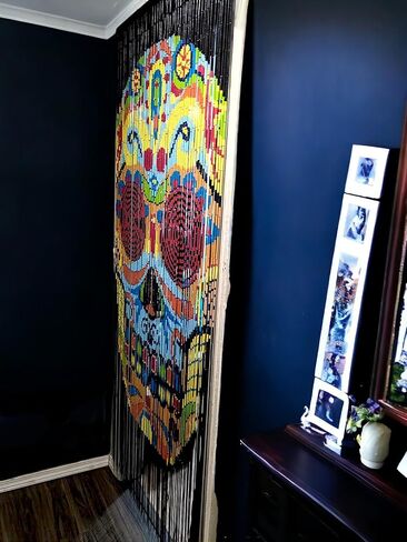Beaded Curtain-90 Strands-Hanging Door Beads-Bohemian Doorway Beads-35.5" W x 80" H-Hand Made-Hand Painted (Blossom) in Saudi Arabia