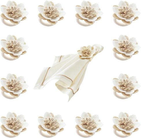 حلقات المناديل مجموعة من 12 بوهو الخيش زهرة المناديل الخشبية الدائري لديكور الطاولة الخريف تحت عنوان حفل زفاف الأسرة جمع مزرعة in Kuwait