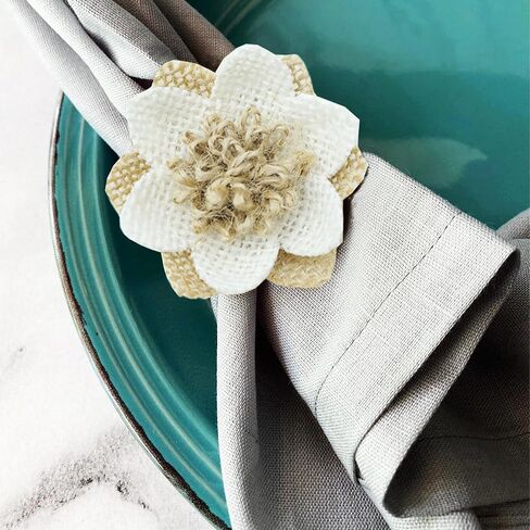 حلقات المناديل مجموعة من 12 بوهو الخيش زهرة المناديل الخشبية الدائري لديكور الطاولة الخريف تحت عنوان حفل زفاف الأسرة جمع مزرعة in Kuwait