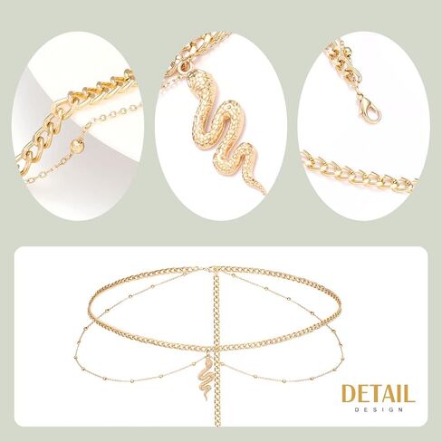 سلسلة الخصر من Cosydays Boho Snake البطن سلسلة الخصر سلسلة الجسم سلسلة الشاطئ بيكيني للنساء in Kuwait