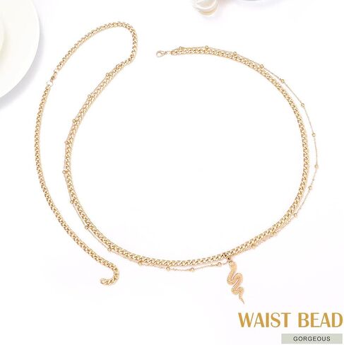 سلسلة الخصر من Cosydays Boho Snake البطن سلسلة الخصر سلسلة الجسم سلسلة الشاطئ بيكيني للنساء in Kuwait