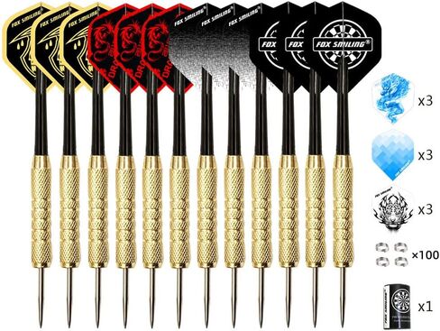 12PCS 22g Steel Darts Metal Tip Set Professional with Extra 9PCS Dart Flights，100PCS Steel O Ring, 1PCS Sharpener in Saudi Arabia