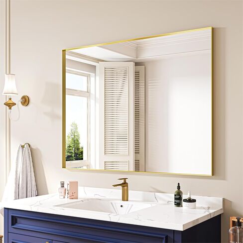 Bathroom Vanity Mirror 36" x 36" Matte Black Framed Mirror for Bathroom Square Corner Metal Frame Rectangular Wall Mirror Horizontal/Vertical in Saudi Arabia